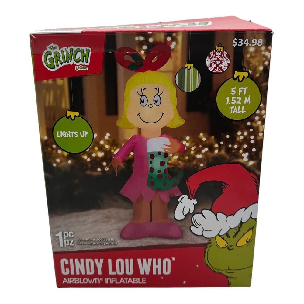 NEW‎ The Grinch Cindy Lou Who Dr. Seuss 5' Christmas Airblown Inflatable Decor